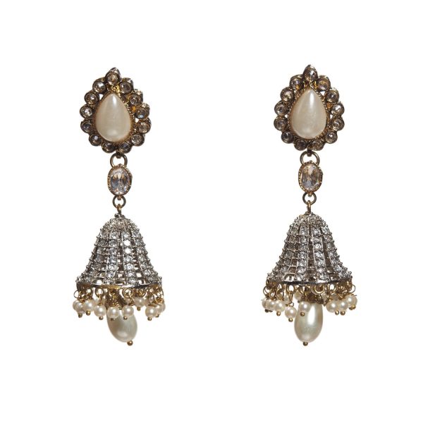 Silver and Antique Gold Jhumkis