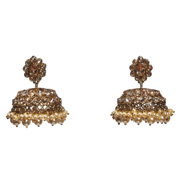 Crystal Champagne Jhumkis