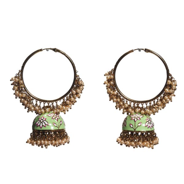 Jhumki Bali Mint Green Earrings