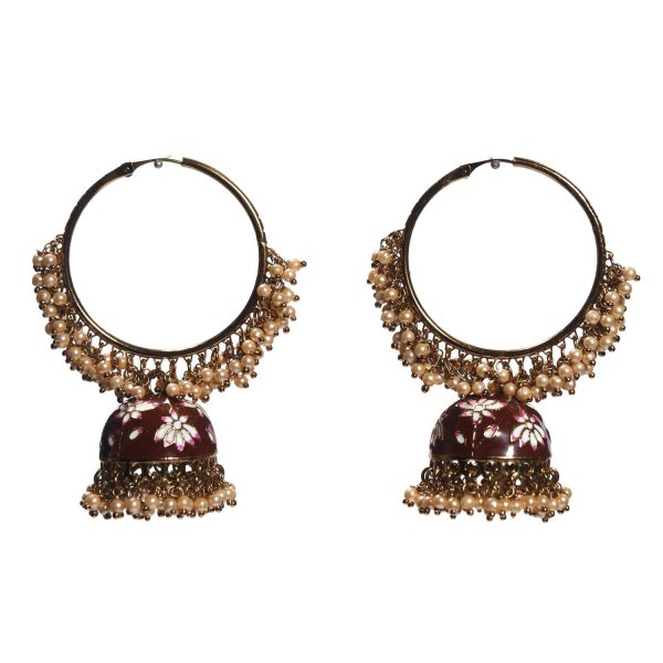 Jhumki Baliya Brown Earrings
