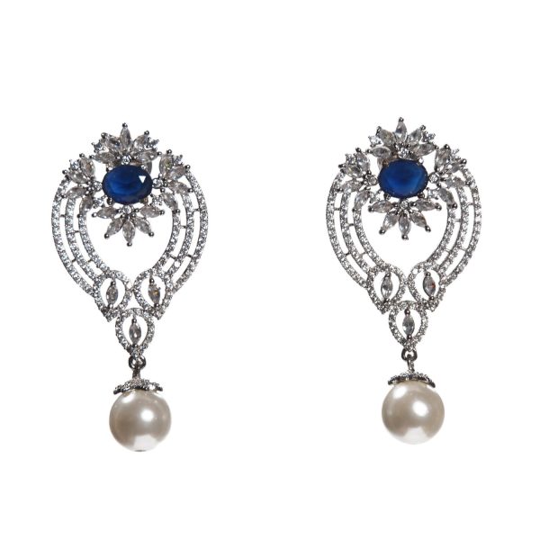 Cubic Zirconia Blue Stone Earrings