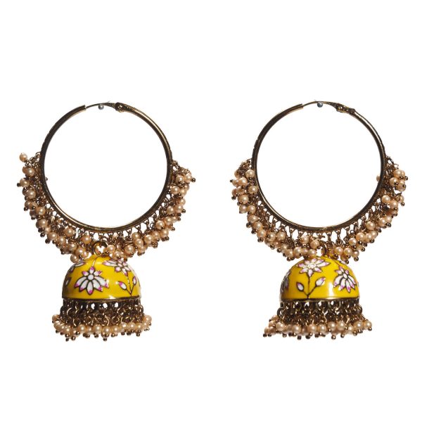 Jhumki Baliya Yellow Earrings