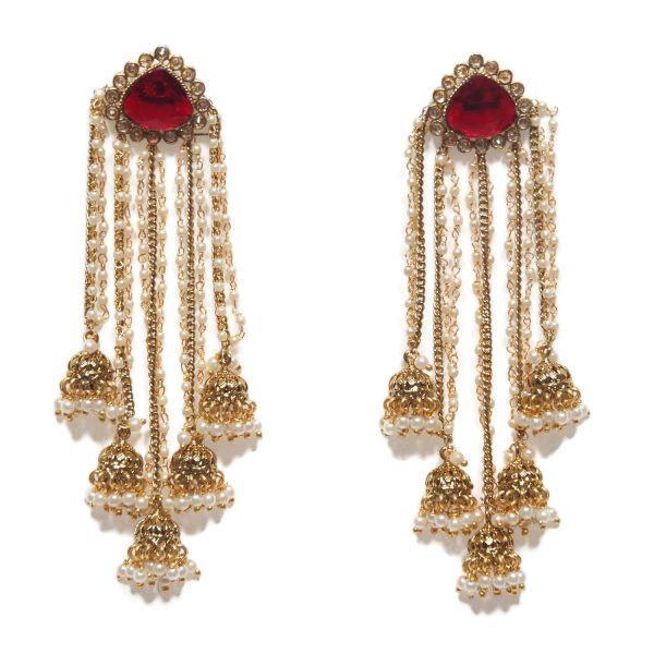 Gold Jhumki Strand Earrings