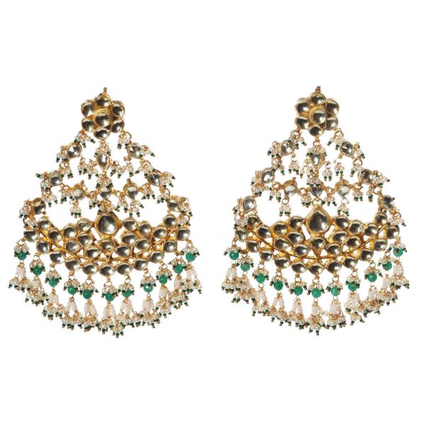 Gold Kundan Statement Earrings